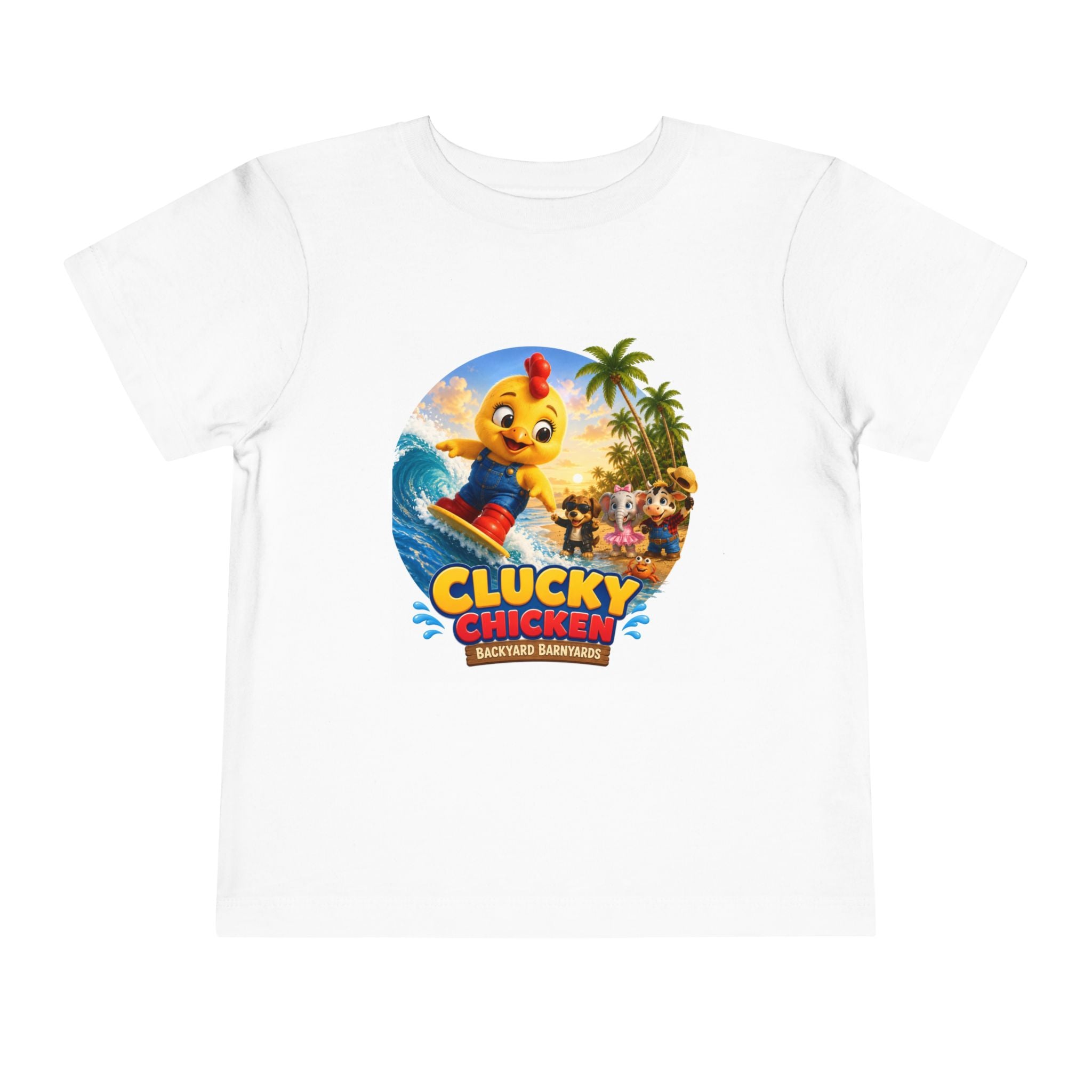 Clucky Chicken Surfing Adventure Toddler T-Shirt