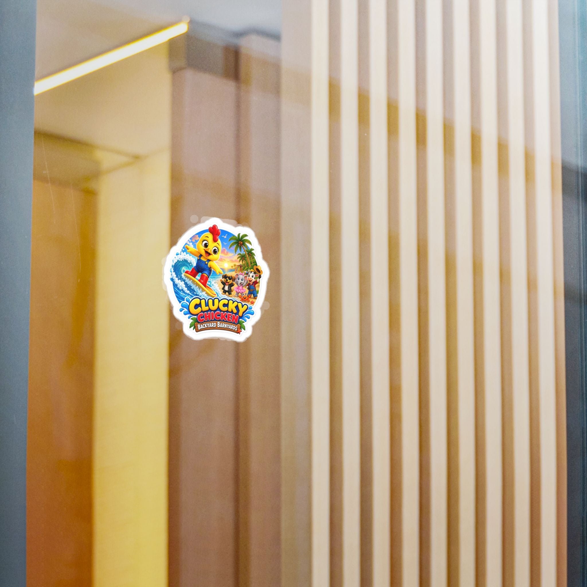 Clucky Chicken Surfing Adventure Vinyl Sticker