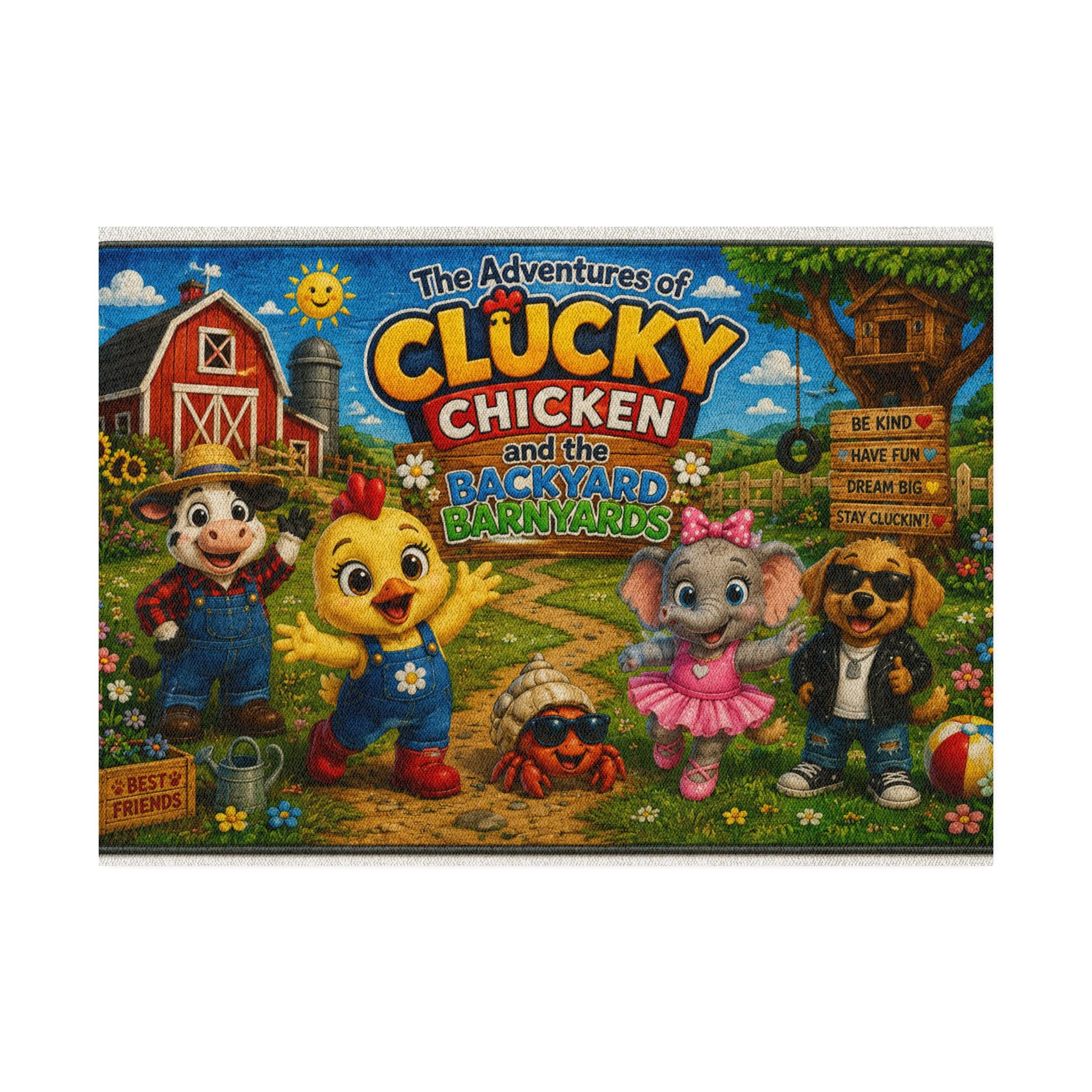 Clucky Chicken & the Backyard Barnyards Kids Adventure Rug