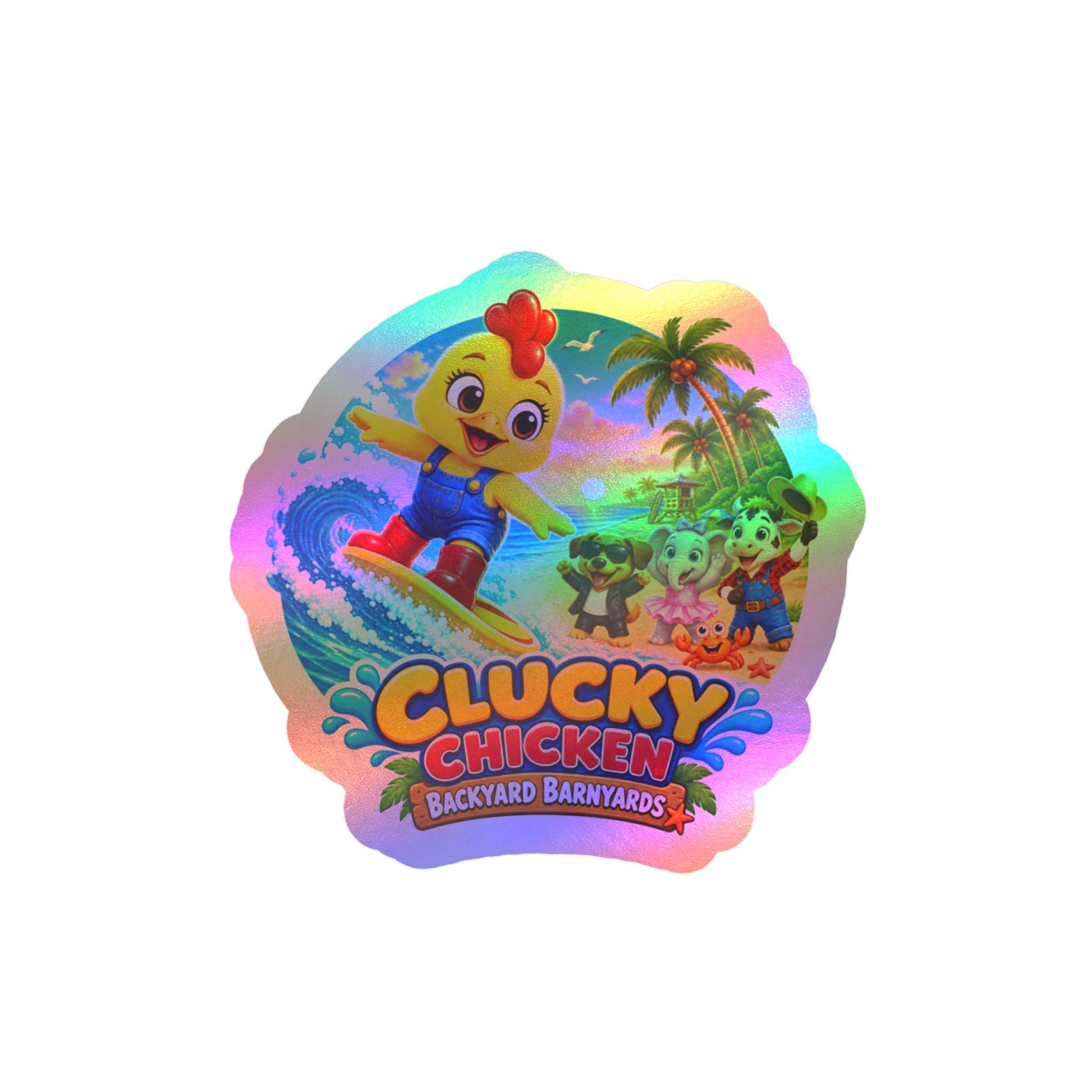 Clucky Chicken Surfing Adventure Vinyl Sticker